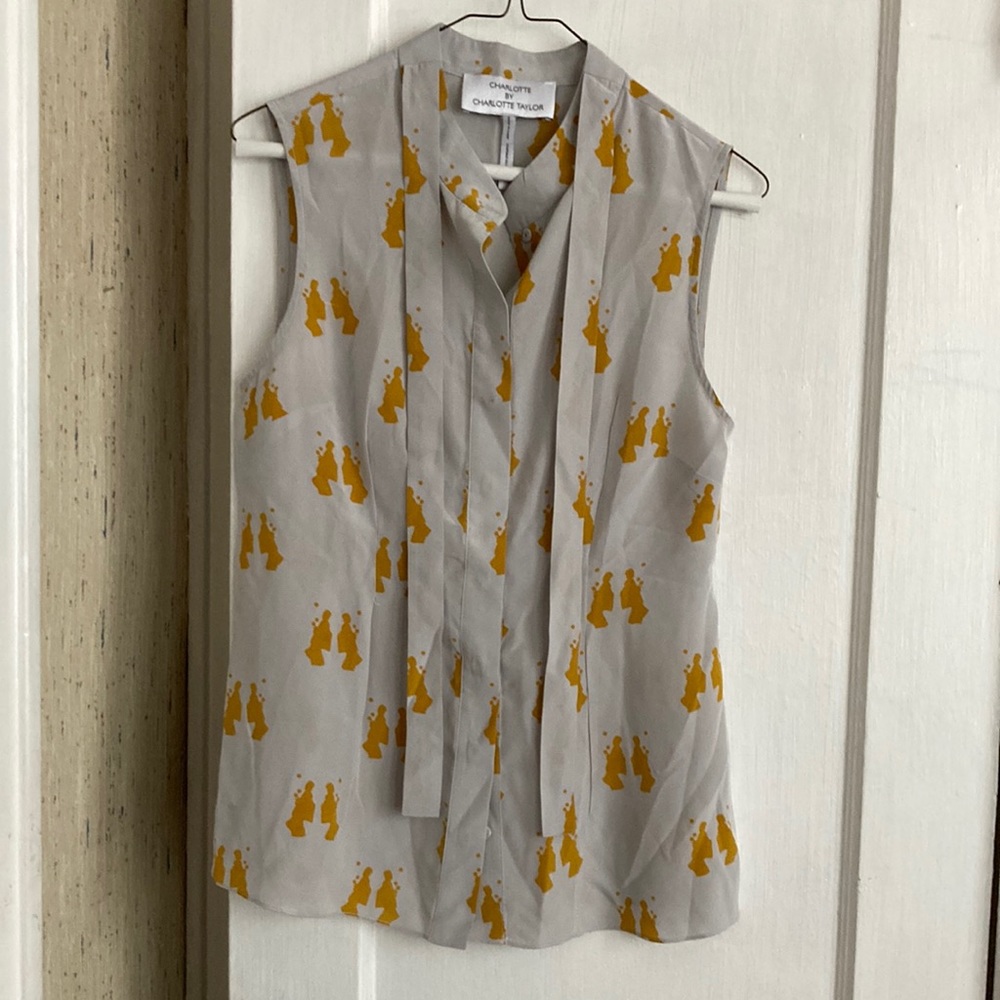 Charlotte by Charlotte Taylor sleeveless silk pussycat bow tank